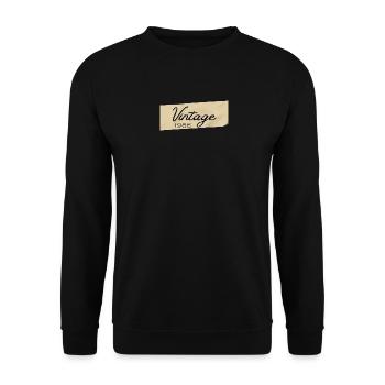 Vintage-Schrift von 1986 auf Holz - Unisex Pullover - Schwarz - Vorne - Alina (178cm) & Michal (187cm)