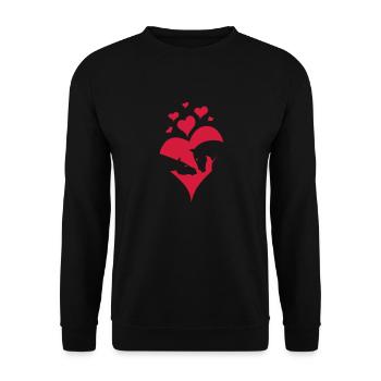 Zwei Pferde in einem Herz - Unisex Pullover - Schwarz - Vorne - Alina (178cm) & Michal (187cm)