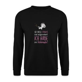 So viele Ponys - Unisex Pullover - Schwarz - Vorne - Alina (178cm) & Michal (187cm)