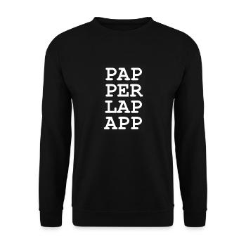 papperlapapp weiss - Unisex Pullover - Schwarz - Vorne - Alina (178cm) & Michal (187cm)