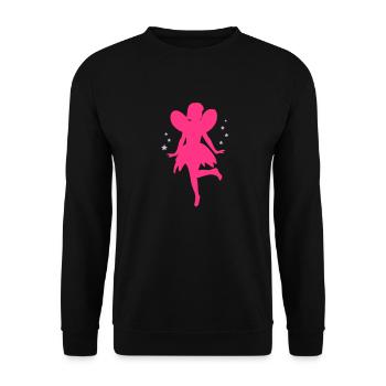 Fröhlich tanzende Fee / Elfe aus einem Märchen, 2- - Unisex Pullover - Schwarz - Vorne - Alina (178cm) & Michal (187cm)