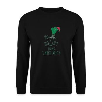 Lauch Nikolaus ohne Hintergrund - Unisex Pullover - Schwarz - Vorne - Alina (178cm) & Michal (187cm)