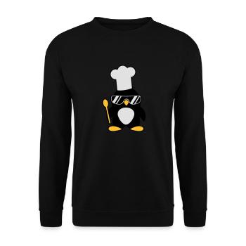 Cool Penguin Chef - Unisex Sweatshirt - black - Front - Alina (178cm) & Michal (187cm)