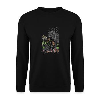 Blumen - Unisex Pullover - Schwarz - Vorne - Alina (178cm) & Michal (187cm)