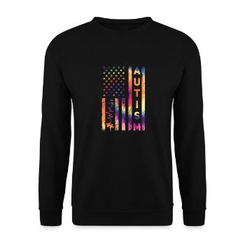 American USA Flag Autism Aware... Autism Awareness - Unisex Pullover - Schwarz - Vorne - Alina (178cm) & Michal (187cm)