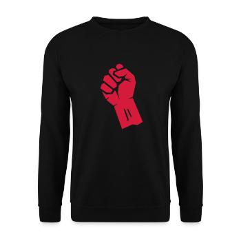 Poing rouge - Main serré et levée - Sweat-shirt Unisexe - noir - Devant - Alina (178cm) & Michal (187cm)