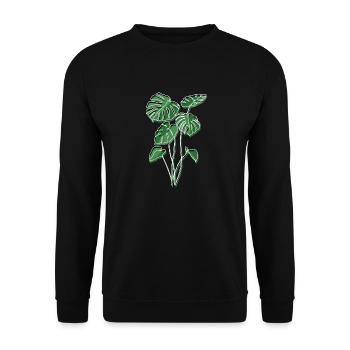 Monstera Plant Hobby Gardener Vintage Retro Plant - Unisex Sweatshirt - black - Front - Alina (178cm) & Michal (187cm)