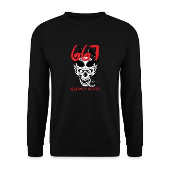 667 Voisin de la Bête - Diable - Mal - Halloween - Sweat-shirt Unisexe - noir - Devant - Alina (178cm) & Michal (187cm)