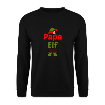 Papa Elf Weihnachtsgeschenk Ugly Christmas - Unisex Pullover - Schwarz - Vorne - Alina (178cm) & Michal (187cm)