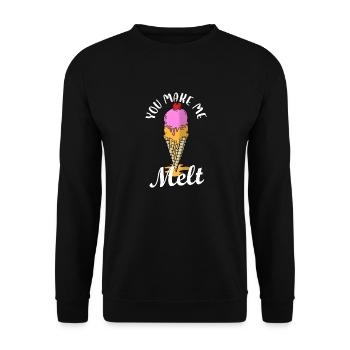 you make me melt Design for a food saying and - Unisex Pullover - Schwarz - Vorne - Alina (178cm) & Michal (187cm)