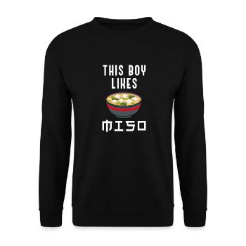 Miso Soup Ironic Saying Boy Likes Miso Ramen - Unisex Sweatshirt - black - Front - Alina (178cm) & Michal (187cm)