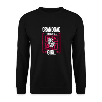 Granddad Thinks It's a Girl Gender Reveal Funny - Unisex Sweatshirt - black - Front - Alina (178cm) & Michal (187cm)