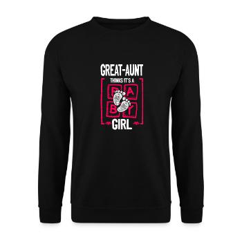Great-Aunt Thinks It's a Girl Gender Reveal Funny - Unisex Pullover - Schwarz - Vorne - Alina (178cm) & Michal (187cm)