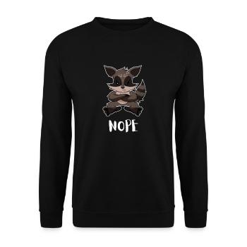 Nope Funny Lazy Raccoon - Unisex Pullover - Schwarz - Vorne - Alina (178cm) & Michal (187cm)