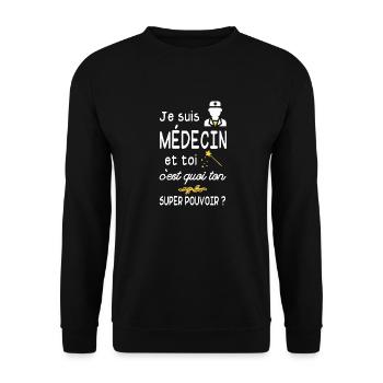 je suis médecin - Sweat-shirt Unisexe - noir - Devant - Alina (178cm) & Michal (187cm)