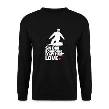 Ich Liebe Snowboarden Stylish Snowboarding - Unisex Pullover - Schwarz - Vorne - Alina (178cm) & Michal (187cm)