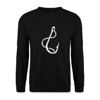 Fish Hook - Fisherman Style - Angler Gift - Unisex Sweatshirt - black - Front - Alina (178cm) & Michal (187cm)