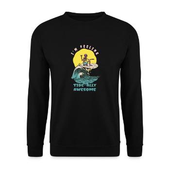 Je me sens Tide-ally génial drôle Retro Surfer - Sweat-shirt Unisexe - noir - Devant - Alina (178cm) & Michal (187cm)