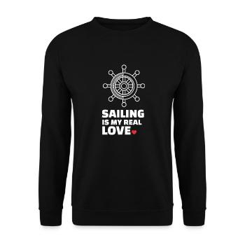 Ich Liebe Segeln - Unisex Pullover - Schwarz - Vorne - Alina (178cm) & Michal (187cm)