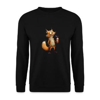 verrückter Fuchs mit Bier - Unisex Pullover - Schwarz - Vorne - Alina (178cm) & Michal (187cm)