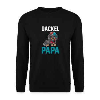 Hund Dackel Papa - Unisex Pullover - Schwarz - Vorne - Alina (178cm) & Michal (187cm)