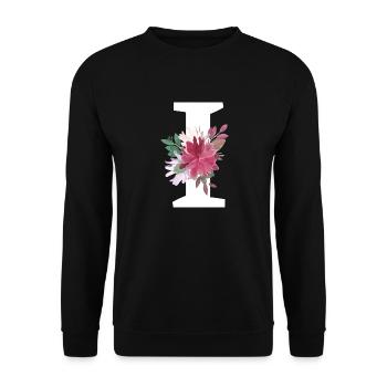 Lettre i floral - Sweat-shirt Unisexe - noir - Devant - Alina (178cm) & Michal (187cm)