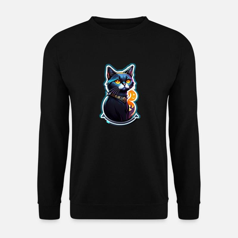 Schwarze Katze und Magie - Unisex Pullover - Schwarz