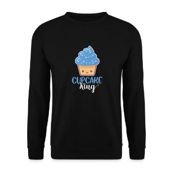 Men Pastry Chef Cute Blue Frosting Cupcake King - Unisex Sweatshirt - black - Front - Alina (178cm) & Michal (187cm)