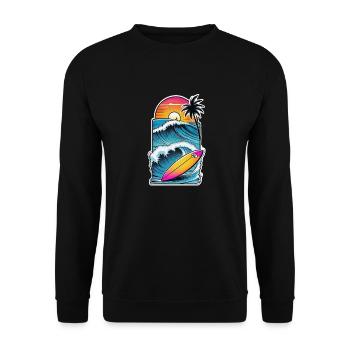 surf plage palmier soleil vacances - Sweat-shirt Unisexe - noir - Devant - Alina (178cm) & Michal (187cm)