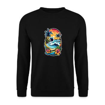 Surfing Beach Palm Tree Sunshine Holidays - Unisex Sweatshirt - black - Front - Alina (178cm) & Michal (187cm)