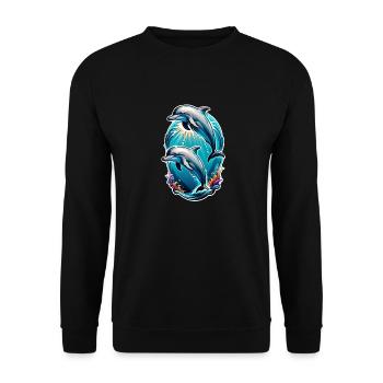 Delfin & Ozean - Unisex Pullover - Schwarz - Vorne - Alina (178cm) & Michal (187cm)