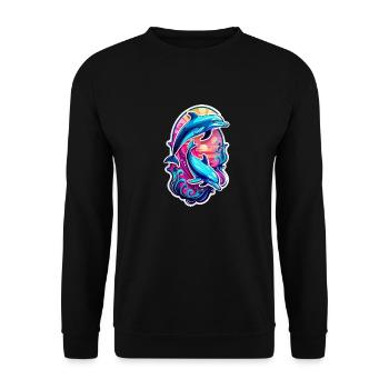 Delfin & Ozean - Unisex Pullover - Schwarz - Vorne - Alina (178cm) & Michal (187cm)