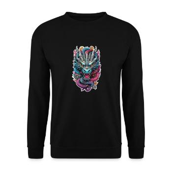 Asiatischer Drache - Japan - Chinesisch - Unisex Pullover - Schwarz - Vorne - Alina (178cm) & Michal (187cm)