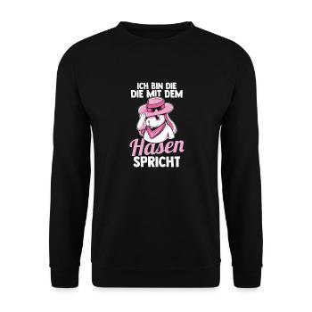 Kaninchen Hase - Unisex Pullover - Schwarz - Vorne - Alina (178cm) & Michal (187cm)