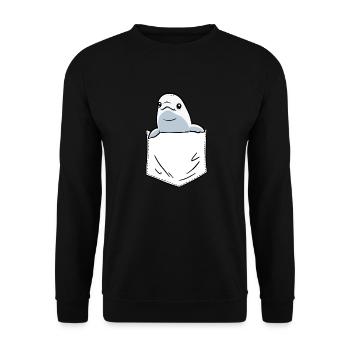 Weißwal Beluga Wal - Unisex Pullover - Schwarz - Vorne - Alina (178cm) & Michal (187cm)
