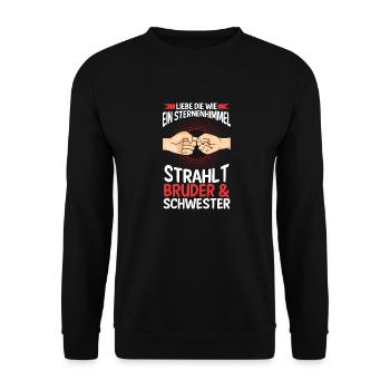 Geschwister Bruder und Schwester - Unisex Pullover - Schwarz - Vorne - Alina (178cm) & Michal (187cm)