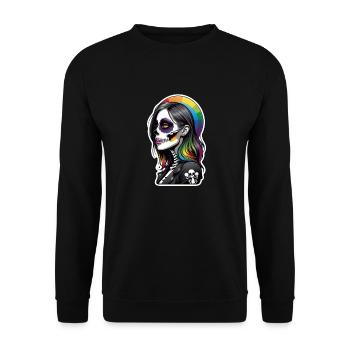 Halloween - Rock & Regenbogen - Unisex Pullover - Schwarz - Vorne - Alina (178cm) & Michal (187cm)