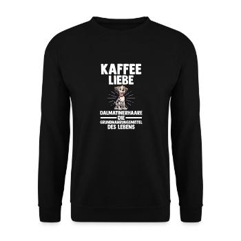 Kaffee Hund Dalmatiner - Unisex Pullover - Schwarz - Vorne - Alina (178cm) & Michal (187cm)