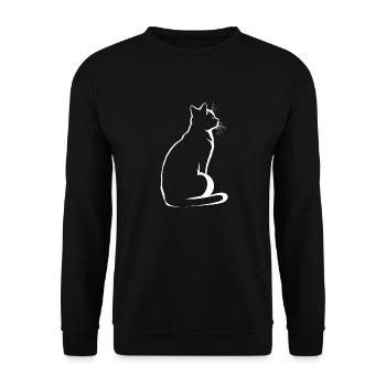Cat, Cat Motif - Unisex Sweatshirt - black - Front - Alina (178cm) & Michal (187cm)