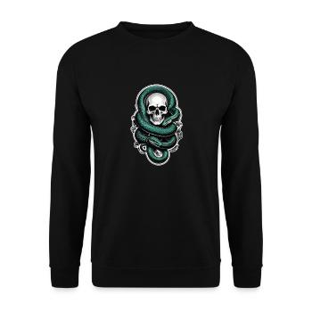 serpent squelette et tatouage - Sweat-shirt Unisexe - noir - Devant - Alina (178cm) & Michal (187cm)