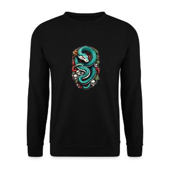 serpent squelette et tatouage - Sweat-shirt Unisexe - noir - Devant - Alina (178cm) & Michal (187cm)