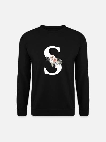Tropical Floral Letter S - Unisex Sweatshirt - black