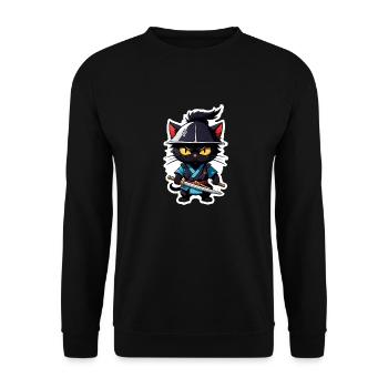 Ninja Cat - Samurai Kitten - Unisex Sweatshirt - black - Front - Alina (178cm) & Michal (187cm)
