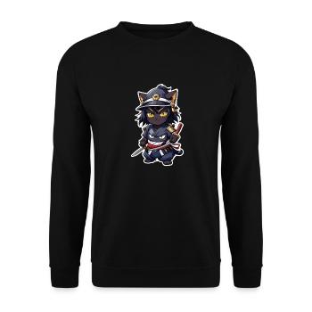Ninja Cat - Samurai Kitten - Unisex Sweatshirt - black - Front - Alina (178cm) & Michal (187cm)