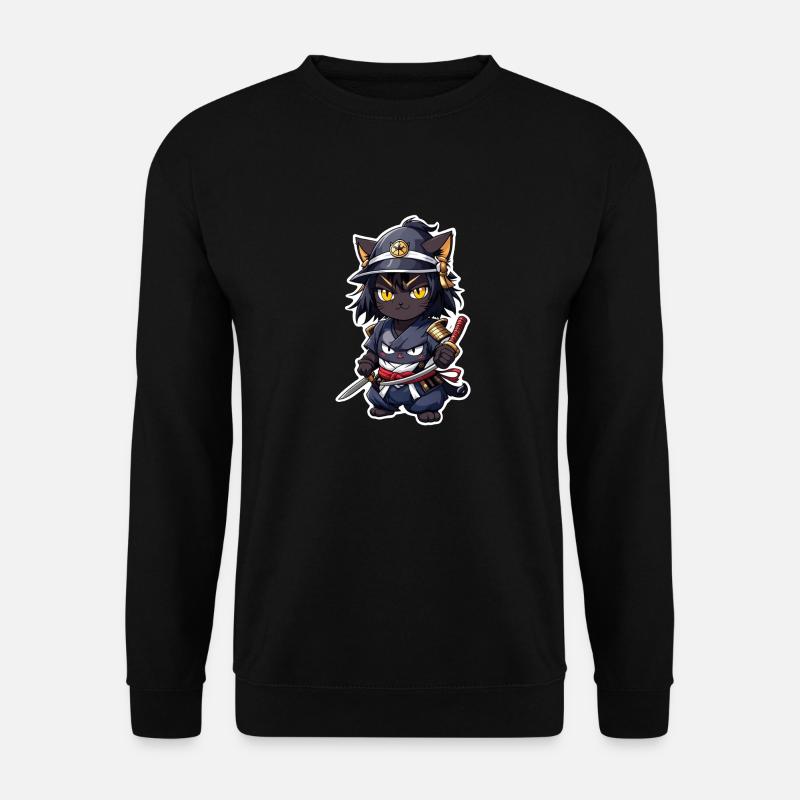 chat ninja - chaton samourai - Sweat-shirt Unisexe - noir