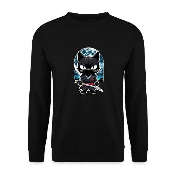 Ninja Cat - Samurai Kitten - Unisex Sweatshirt - black - Front - Alina (178cm) & Michal (187cm)