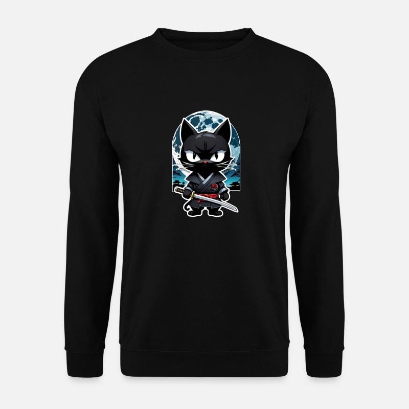 Ninja Cat - Samurai Kitten - Unisex Sweatshirt - black