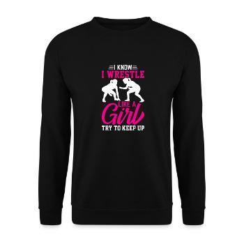 Je sais que je lutte comme une fille pour essayer de suivre - Sweat-shirt Unisexe - noir - Devant - Alina (178cm) & Michal (187cm)