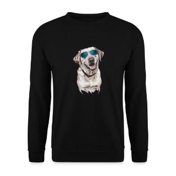 Labrador mit Sonnenbrille - Unisex Pullover - Schwarz - Vorne - Alina (178cm) & Michal (187cm)