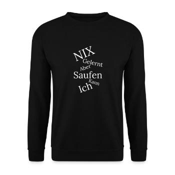 Nix gelernt aber Saufen kann ich - Unisex Pullover - Schwarz - Vorne - Alina (178cm) & Michal (187cm)
